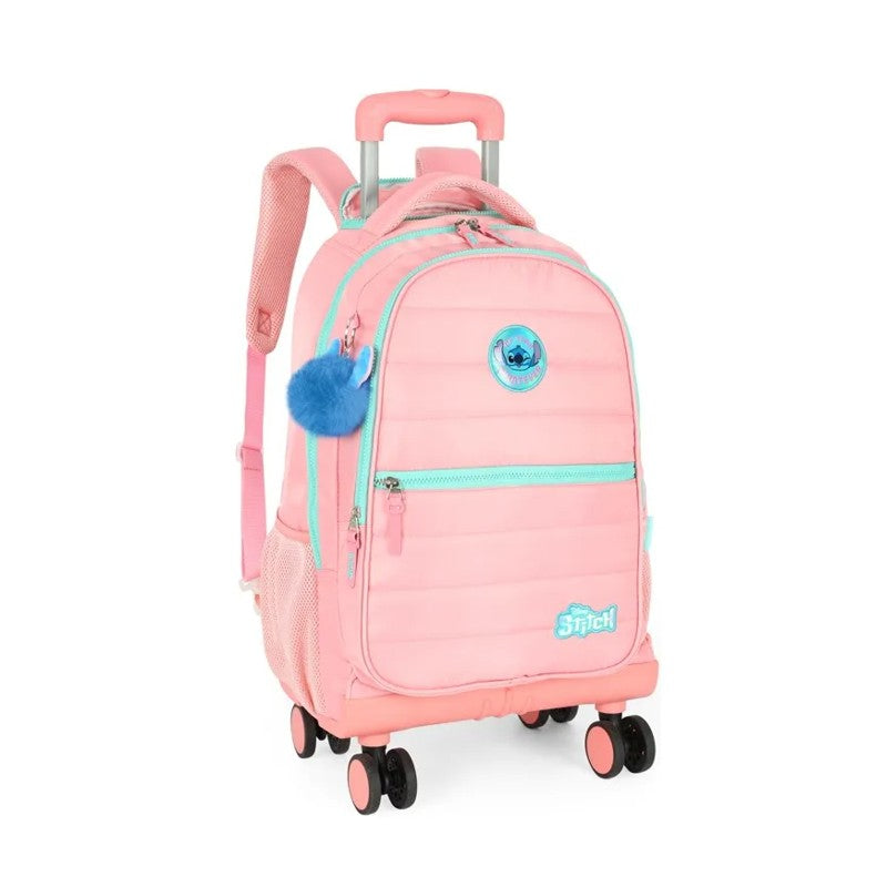 Mochila Carrinho 360 Haste Dupla Porta Notebook Stitch Rosa - Luxcel