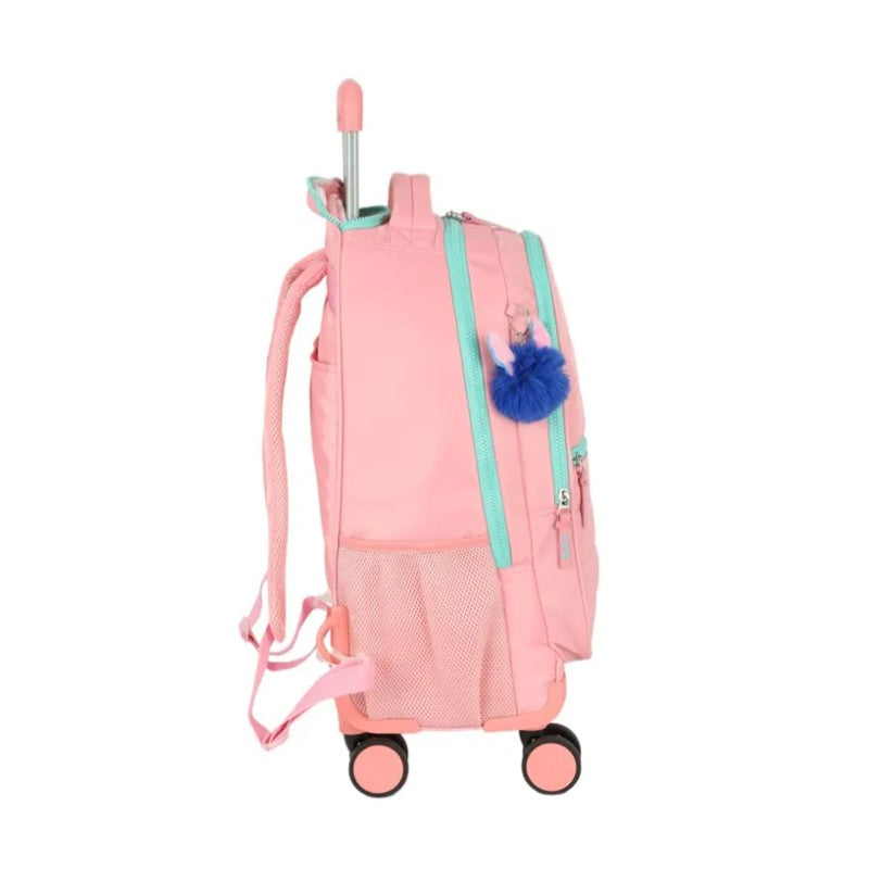 Mochila Carrinho 360 Haste Dupla Porta Notebook Stitch Rosa - Luxcel