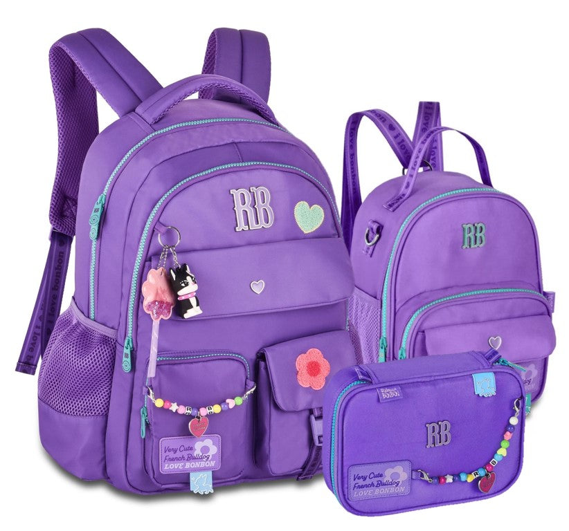 Kit Mochila Rebecca Bonbon Color Pop Miçangas + Lancheira e Estojo