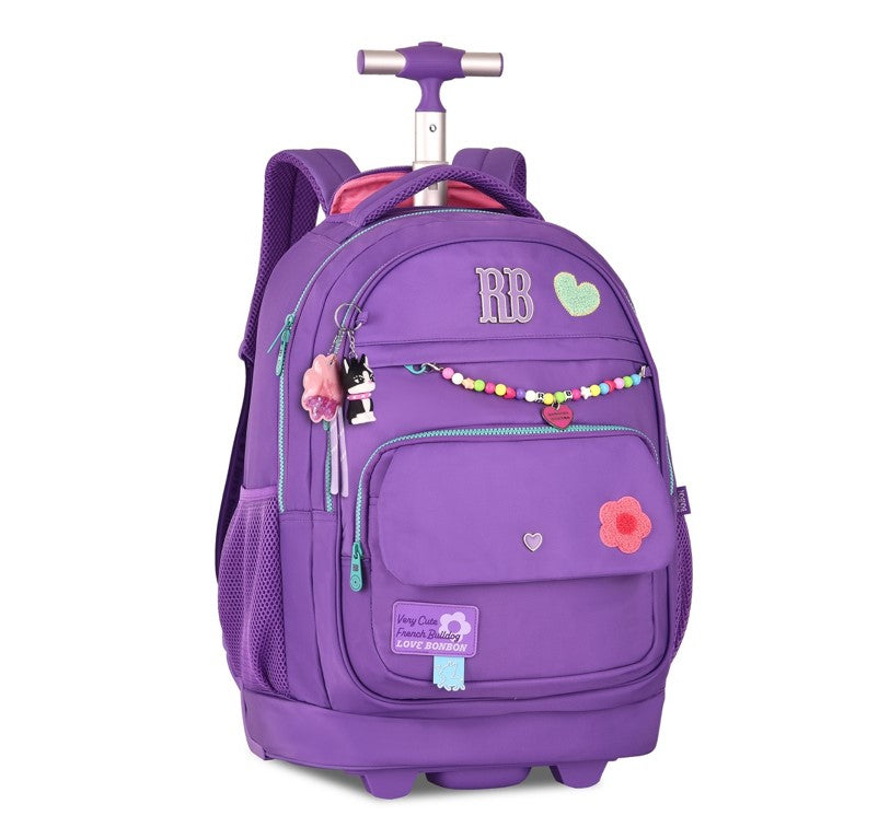 Kit Mochila de Rodinhas Rebecca Bonbon Color Pop Miçangas + Lancheira e Estojo