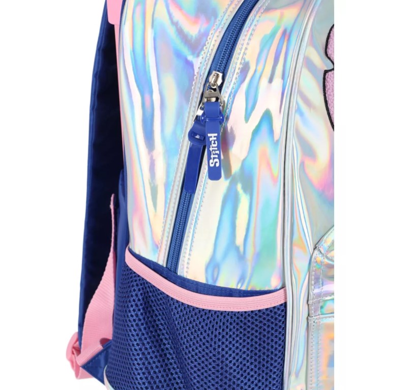 Kit Mochila de Rodinhas Holográfica Stitch Lancheira e Estojo - Luxcel