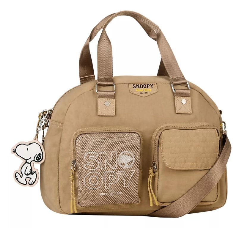 Bolsa Baú G Oficial Snoopy Colors Em Nylon Sp2848 Taupe