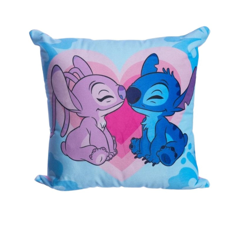 Almofada Fibra Veludo 40x40 Stitch E Angel Namorados Disney