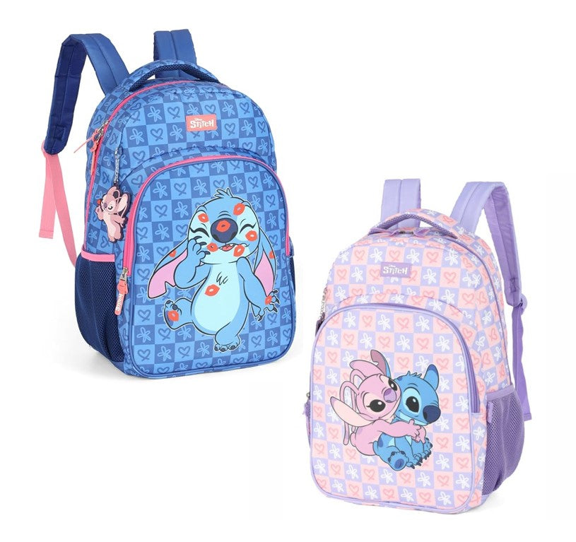 Mochila de Costas Infantil Stich Com Chaveiro Luxcel