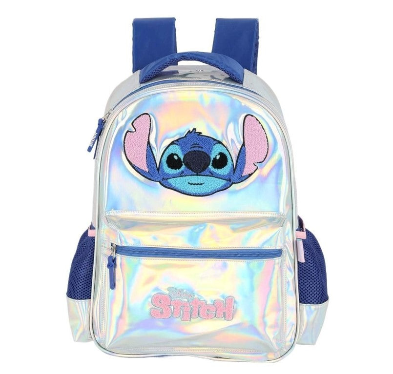 Mochila De Costas Stitch Holográfica Prata Luxcel