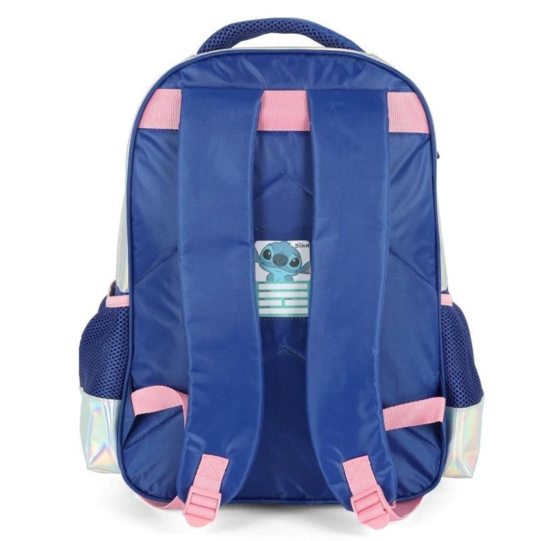 Mochila De Costas Stitch Holográfica Prata Luxcel