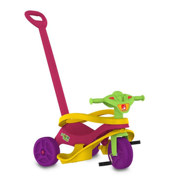 Triciclo Infantil Mototico Passeio e Pedal Rosa Bandeirante