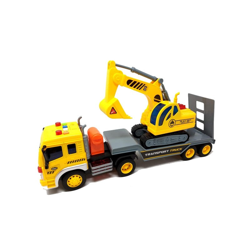 Caminhão Cegonha Fricção com Escavadeira Luz e Som - Brink Center