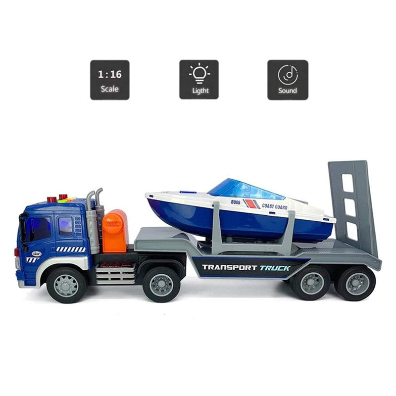 Caminhão Cegonha com Lancha 1:16 Luz e Som e Fricção - Brink Center