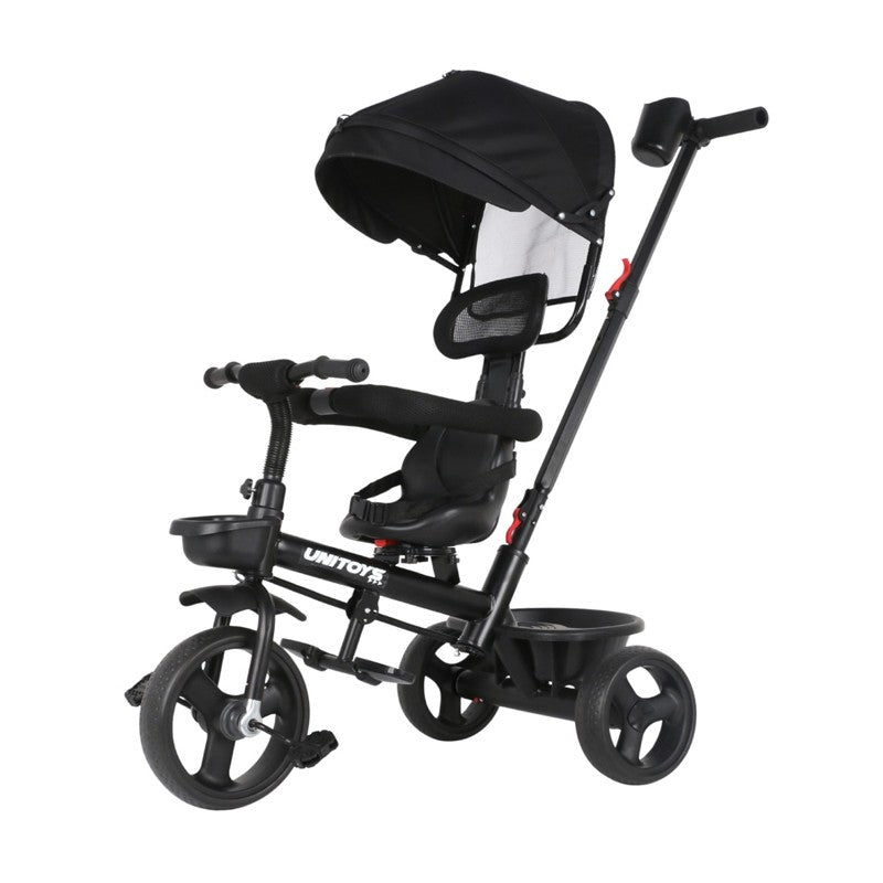 Triciclo com Empurrador Premium Preto - Unitoys