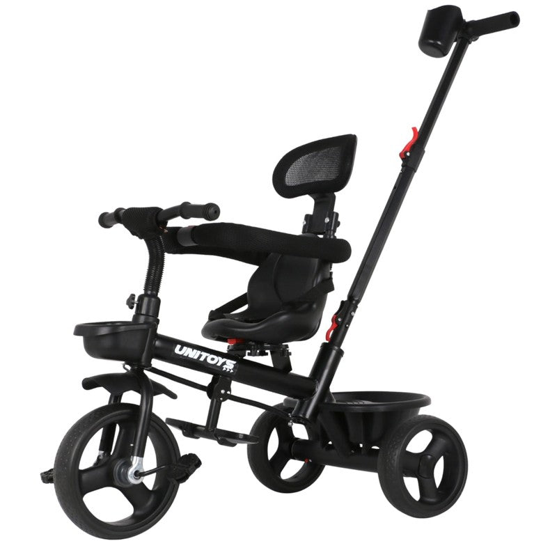 Triciclo com Empurrador Premium Preto - Unitoys
