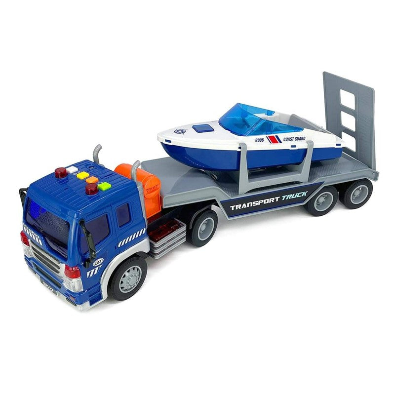 Caminhão Cegonha com Lancha 1:16 Luz e Som e Fricção - Brink Center