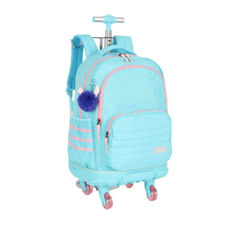 Mochila de Rodinhas Escolar Stitch Turquesa - Luxcel