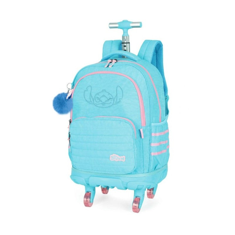 Mochila de Rodinhas Escolar Stitch Turquesa - Luxcel