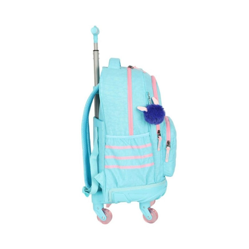 Mochila de Rodinhas Escolar Stitch Turquesa - Luxcel