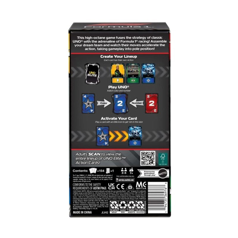 Jogo UNO Elite Formula 1 Starter Pack - Mattel