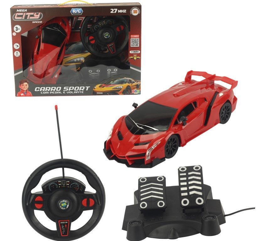 Carrinho de Controle Remoto 7 Funções C/ Pedal e Volante- BBR Toys