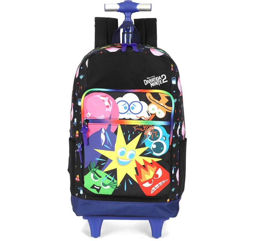 Kit Mochila de Rodinhas Infantil Disney Divertidamente com Lancheira Preto