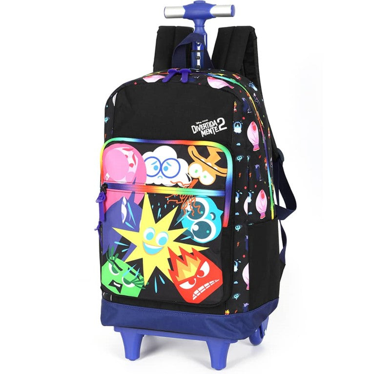 Kit Mochila de Rodinhas Infantil Disney Divertidamente com Lancheira Preto