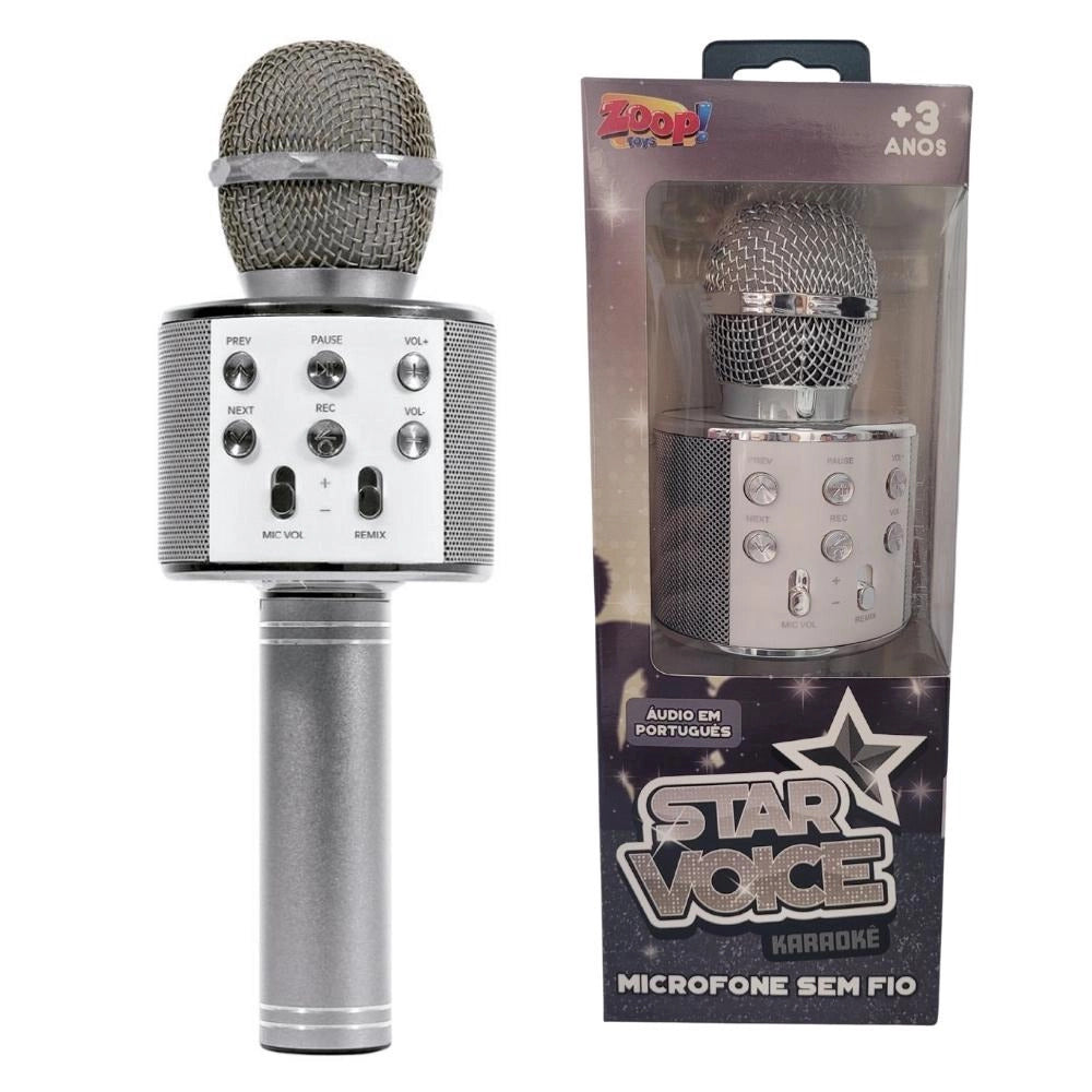 Microfone Infantil Bluetooth Star Voice - Prata