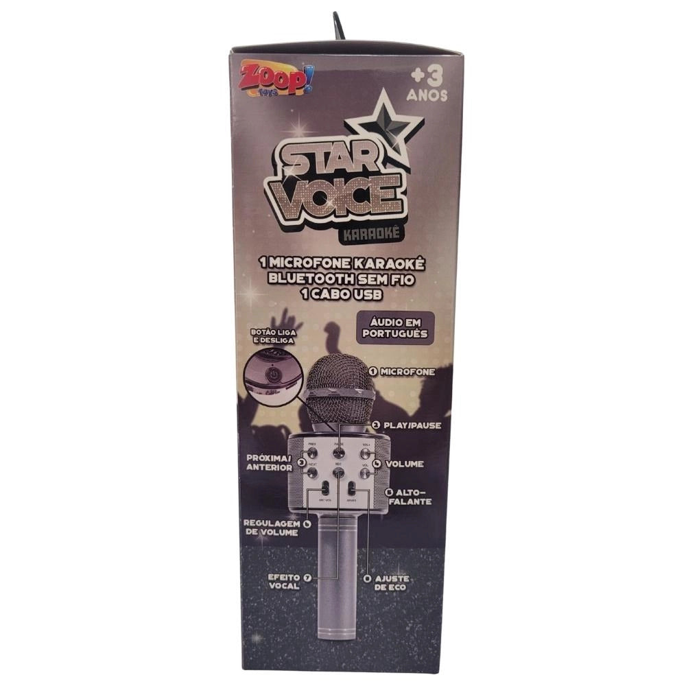 Microfone Infantil Bluetooth Star Voice - Prata