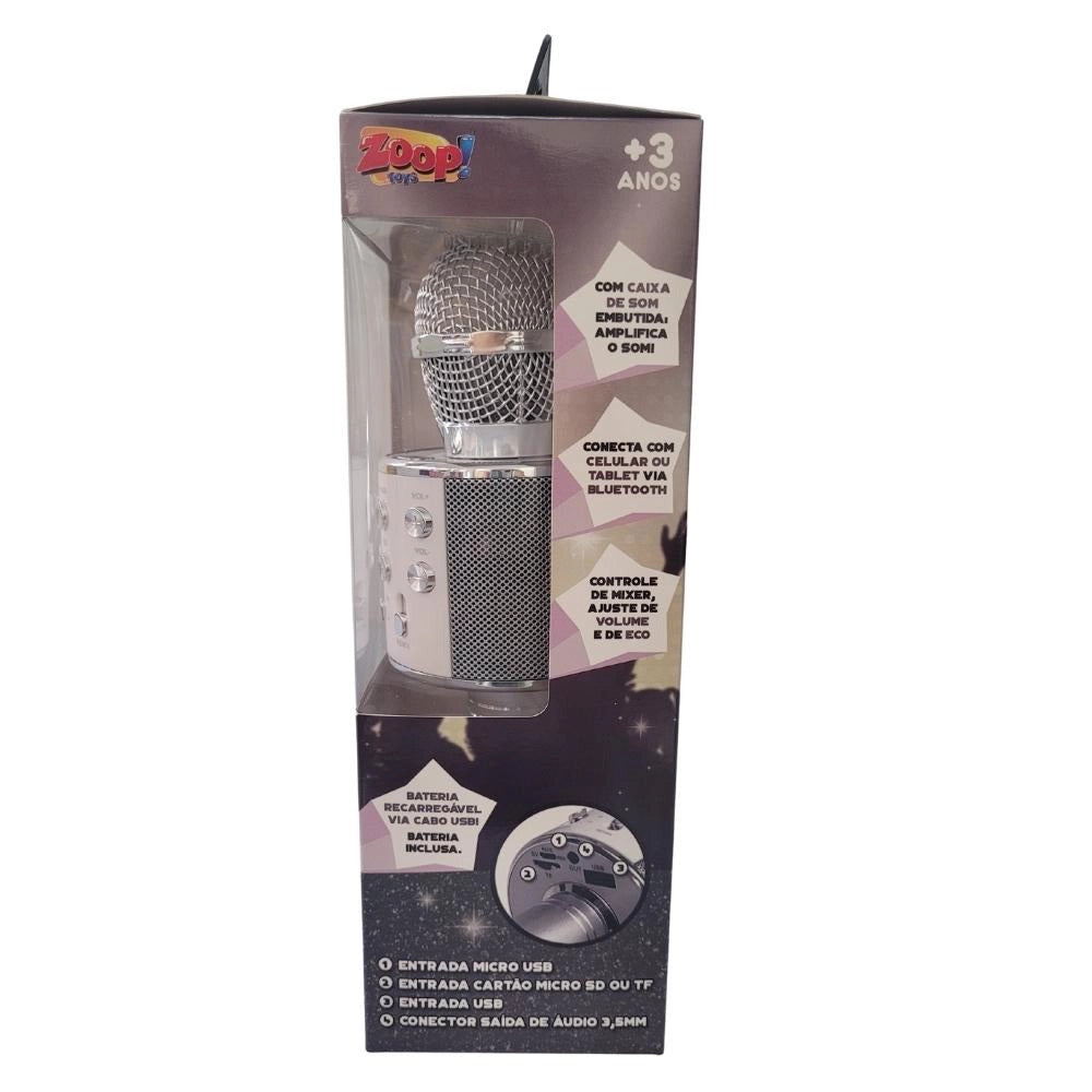 Microfone Infantil Bluetooth Star Voice - Prata